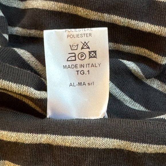 NWT Cotton-Viscose Blend Striped Relaxed Fit Gray Knit Top Made in Italy L/XL - Picture 8 of 8